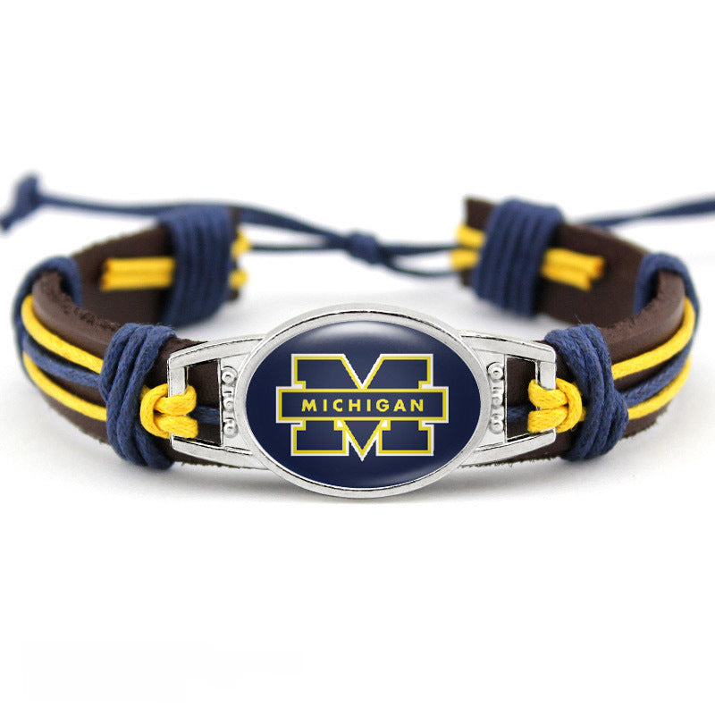 College Team Cowhide Woven Georgian Bulldog Bracelets