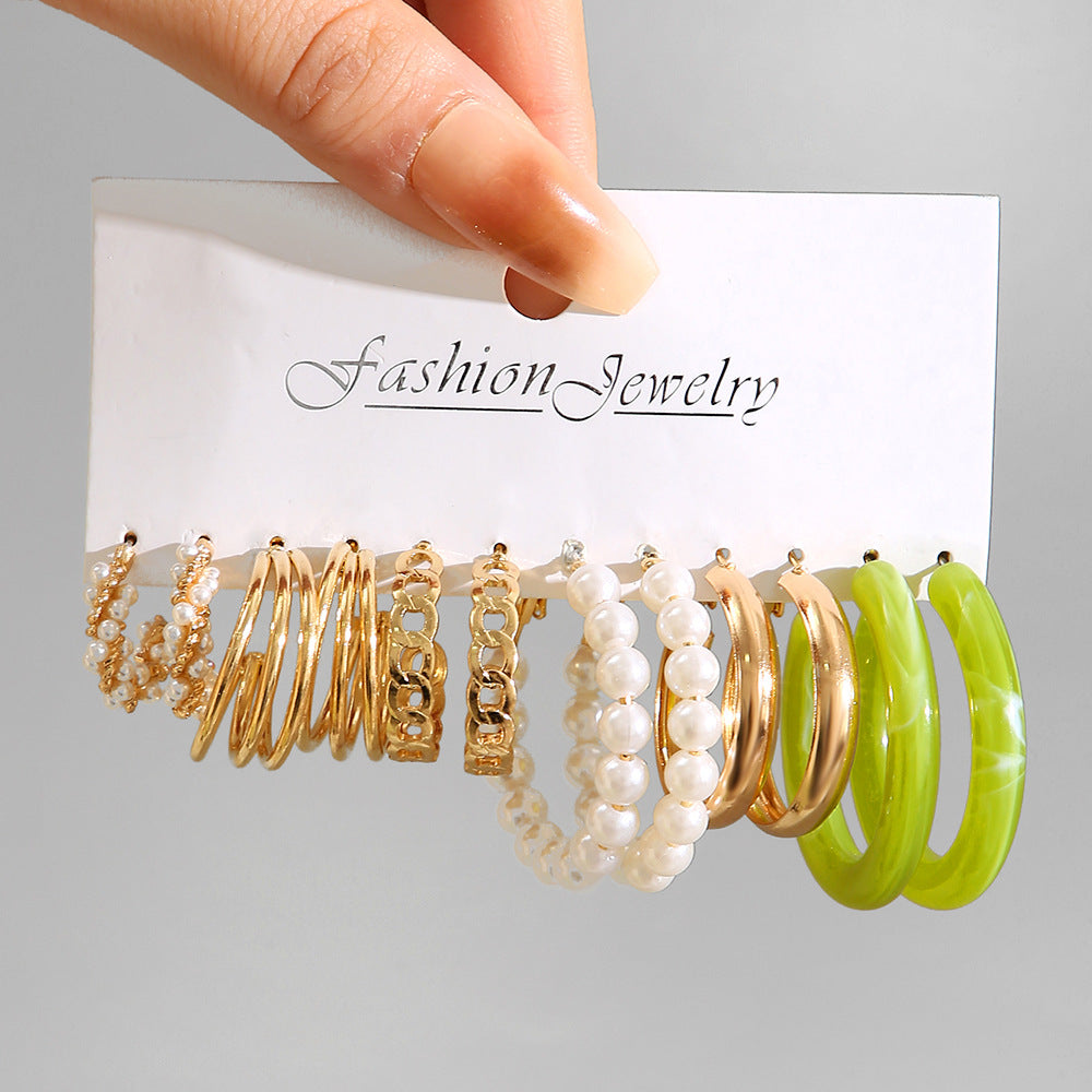 Creative Geometric Retro Imitation Pearl Hepburn Style Earrings