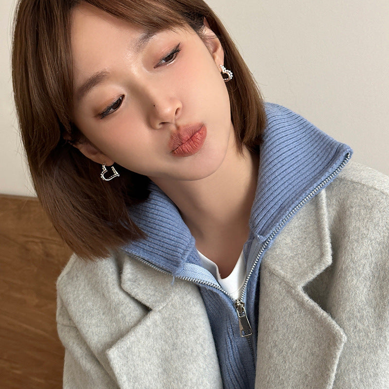 Women's Double Layers Loving Heart For Niche Temperament Irregular Retro Earrings