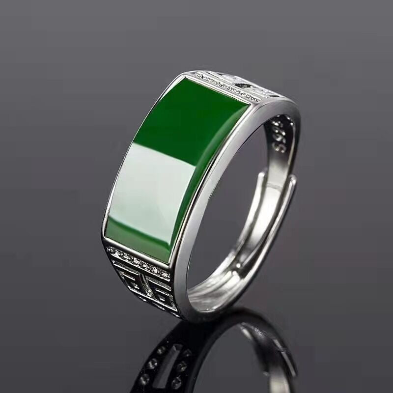 Men's Imitation Green Chalcedony Fashion Temperament Jade Rings