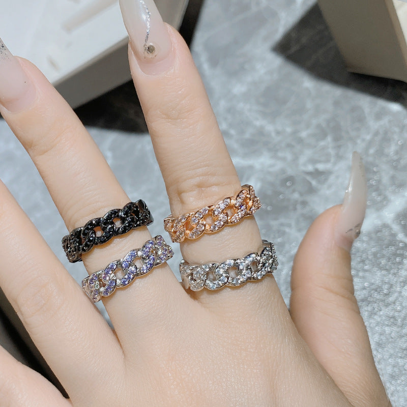 High-grade Light Luxury Minority Couple Gold-plated Inlaid Rings