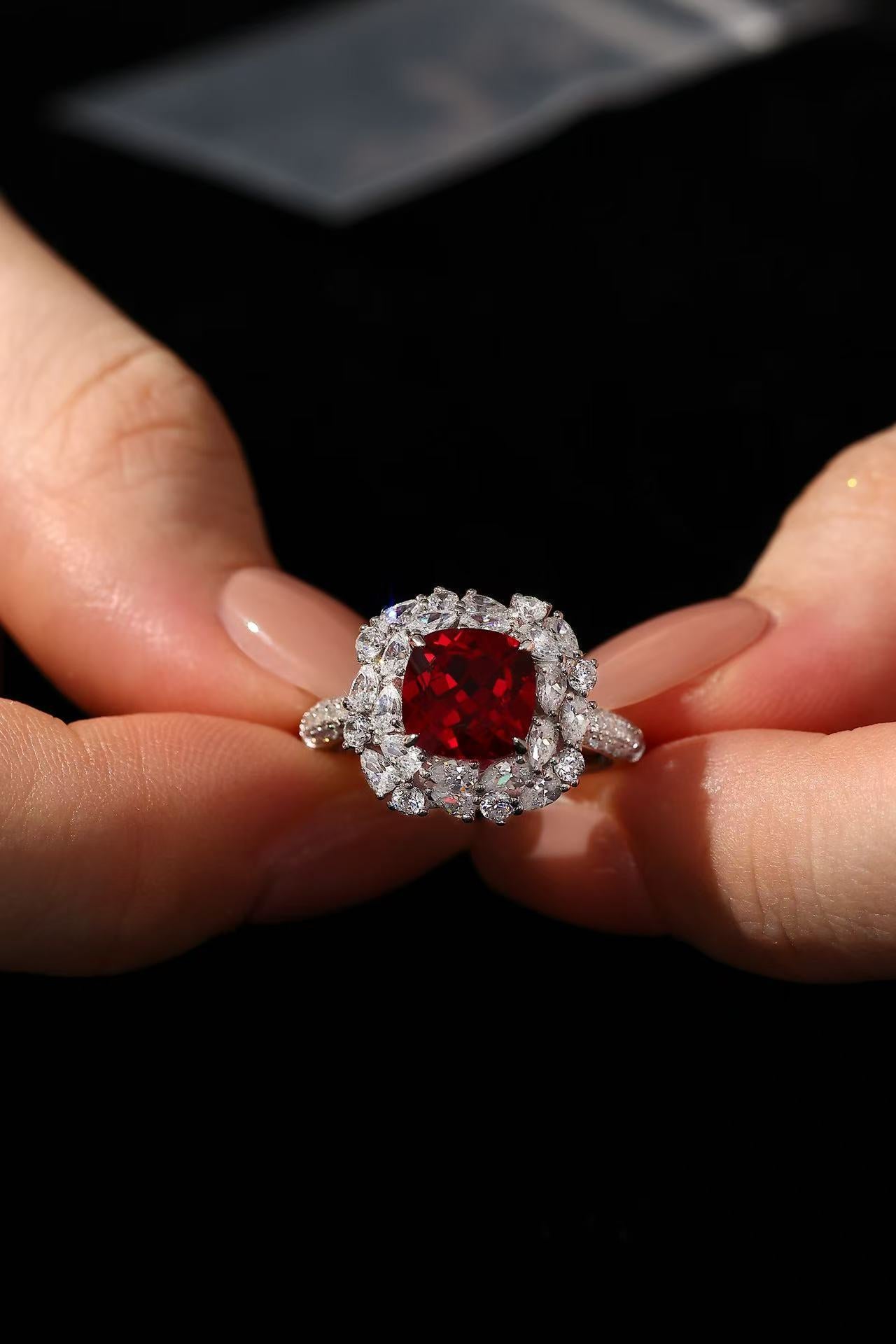 Women's Luxury Full Inlaid Square Sier Rings