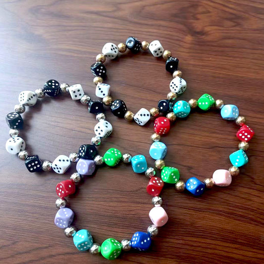 Hand Hip Hop Creative Dice Resin Beaded High Elastic Personality Bracelet