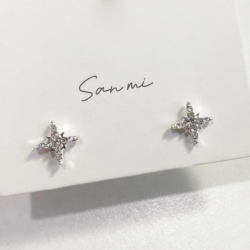Fresh Plain Sier Plated Bow Female Small Simple Stud Earrings