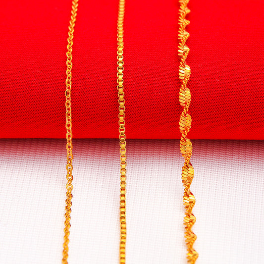 Women's Gold-plated Water Wave Chain Alluvial Gold Fine Box Necklaces