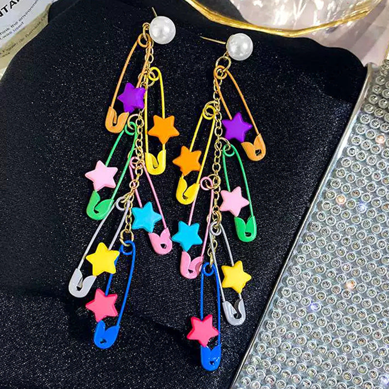 Vigorous Dopamine Long Tassel Pin Summer Earrings