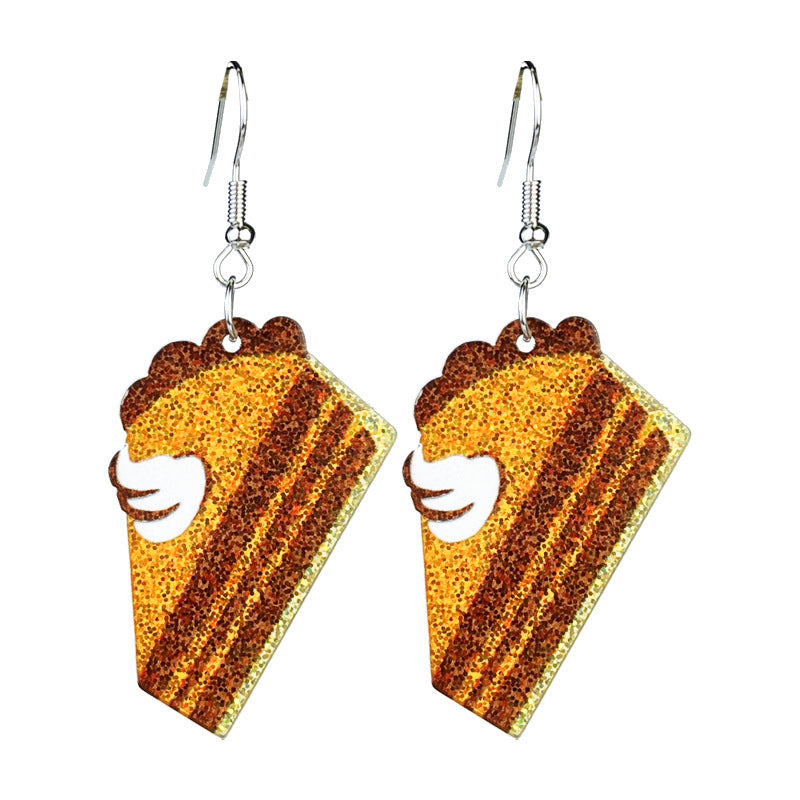 Autumn Thanksgiving Turkey Pumpkin Pie Maple Leaf Coffee Earrings