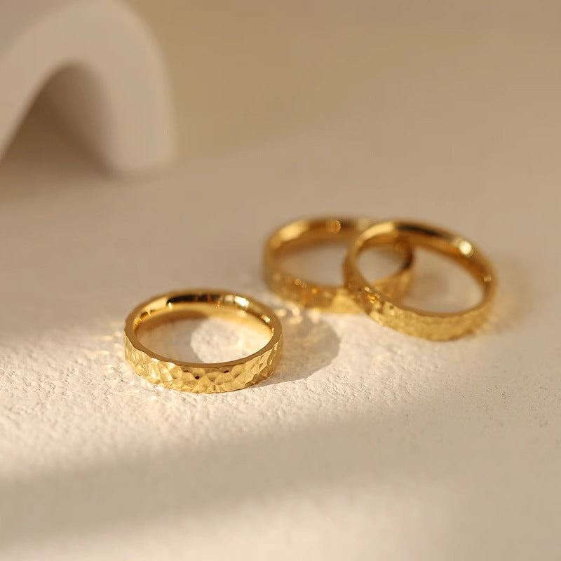Water Ripple Handmade Hammer Texture Indifference Rings