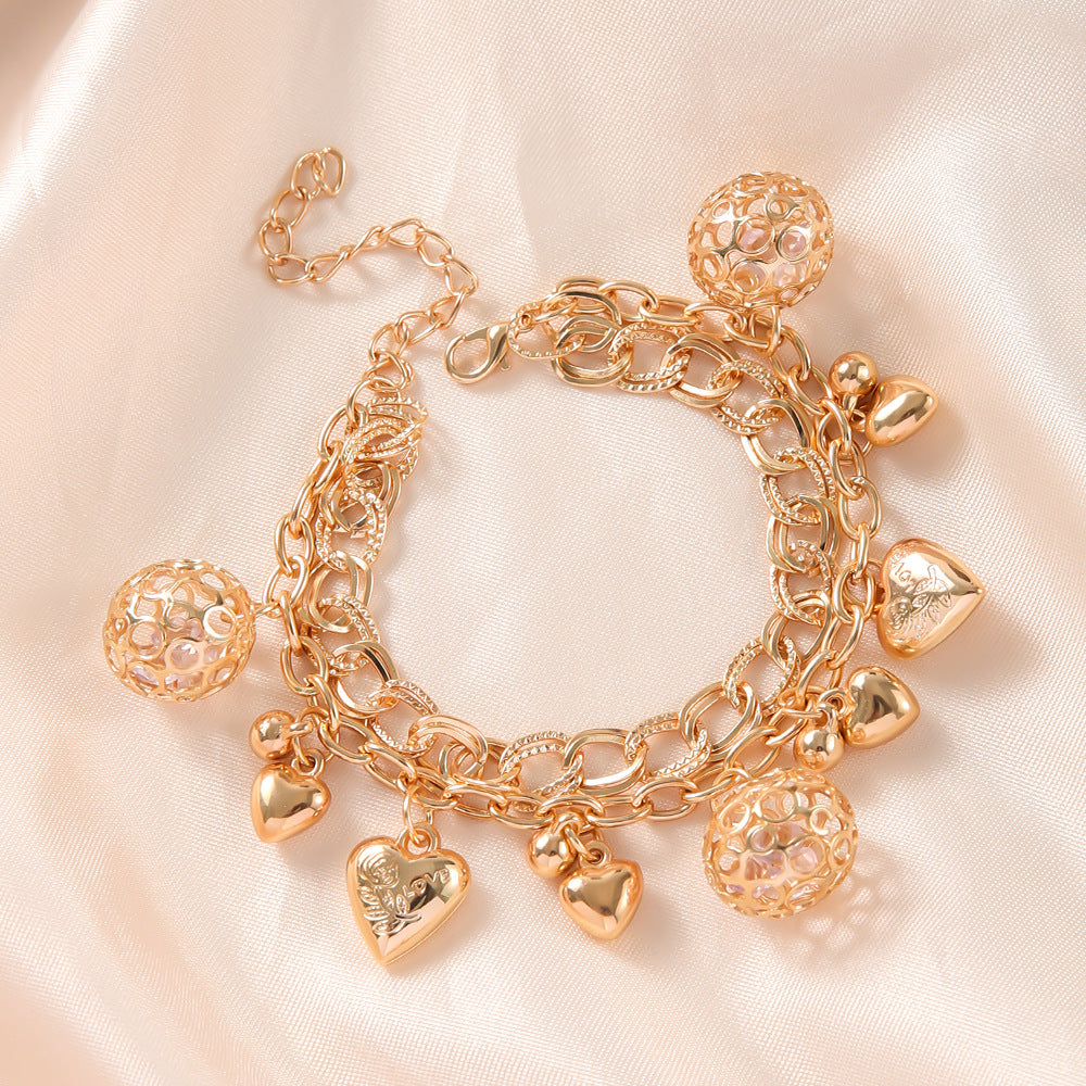 Hollow Ball Love Electroplated Gold Personalized Bracelet