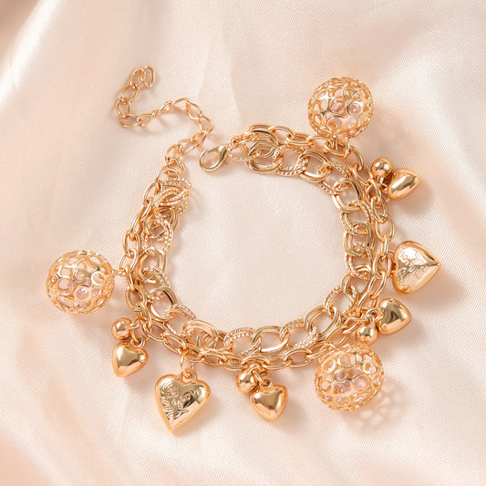 Hollow Ball Love Electroplated Gold Personalized Bracelet