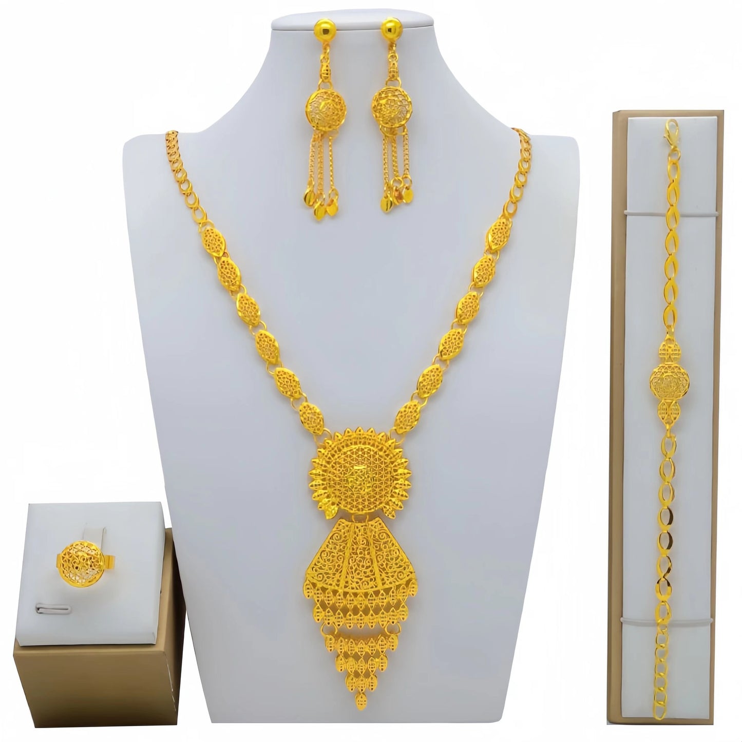 Durable Casual Gold Arab Bridal Wedding Jewelry Set