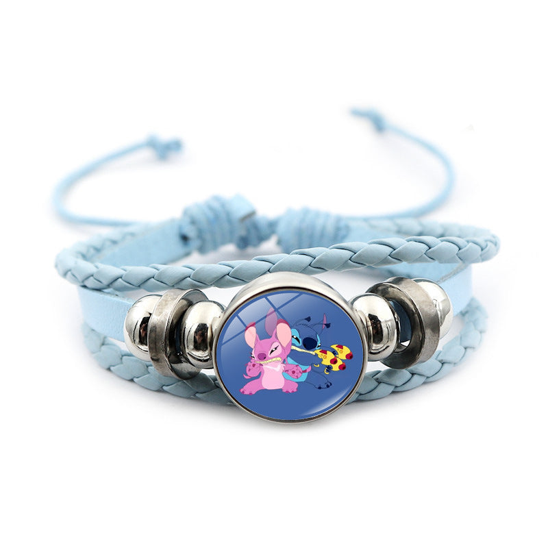 Men's Star Stitch Leather Cartoon Blue Woven Bracelets