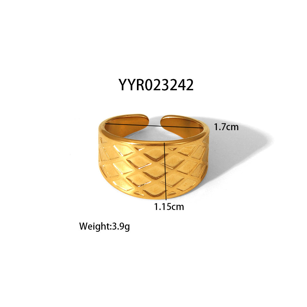 Personalized Golden Trendy Line High Profile Fashion Rings