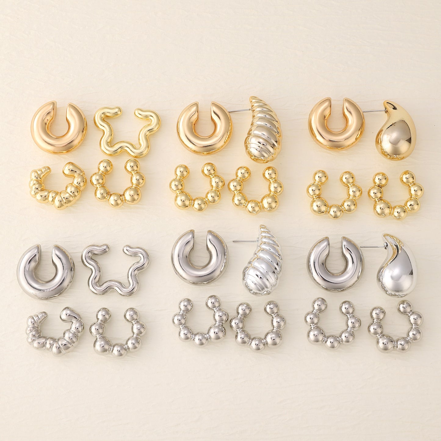 Exaggerated Shaped Water Drop Texture Earings Ear Clip