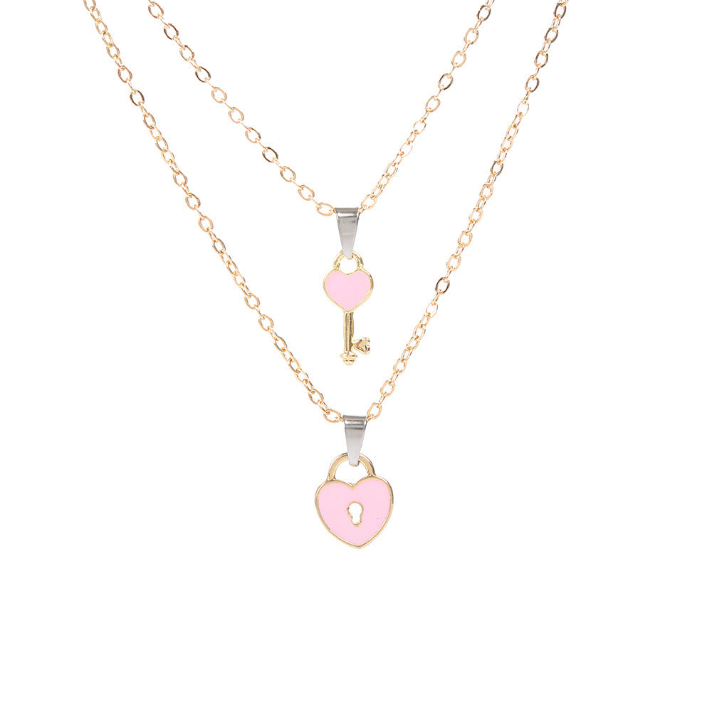 Simple Fashion Small Key Lock Love Gold Necklaces