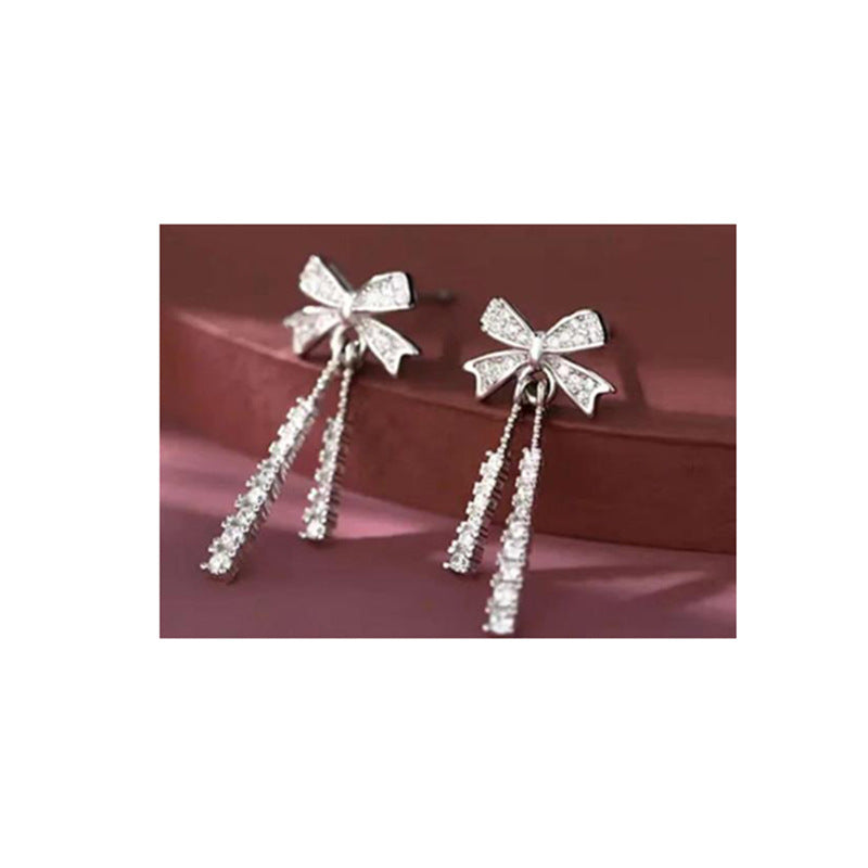 Women's Graceful Bow Tassel Special Interest Light Earrings