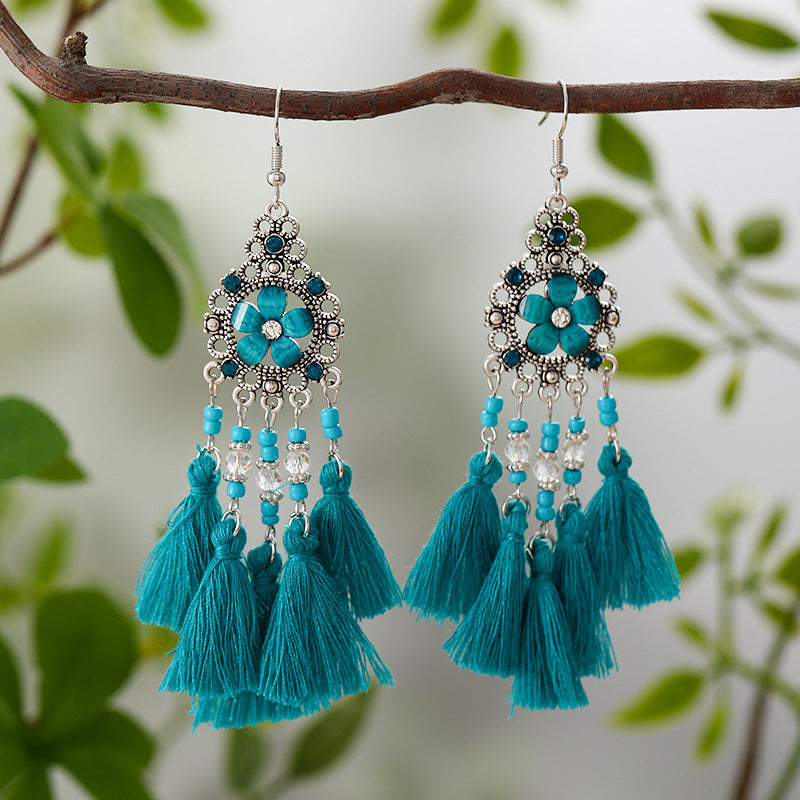 Diamond Tassel Fresh Vintage Scenic Spot Earrings