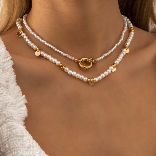 Women's Grain Of Rice Pearl Temperamental Cold Necklaces