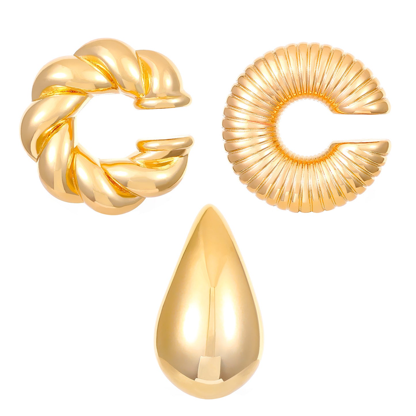 Exaggerated Shaped Water Drop Texture Earings Ear Clip
