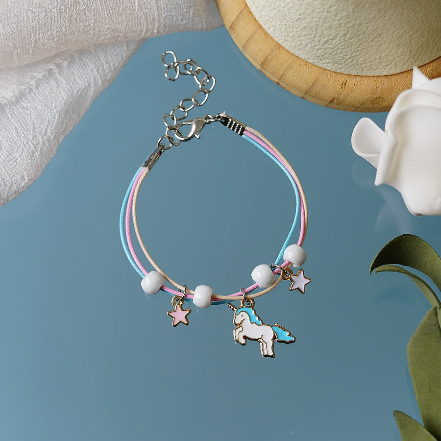 Personality Carrying Strap Unicorn Drop Oil Bracelets