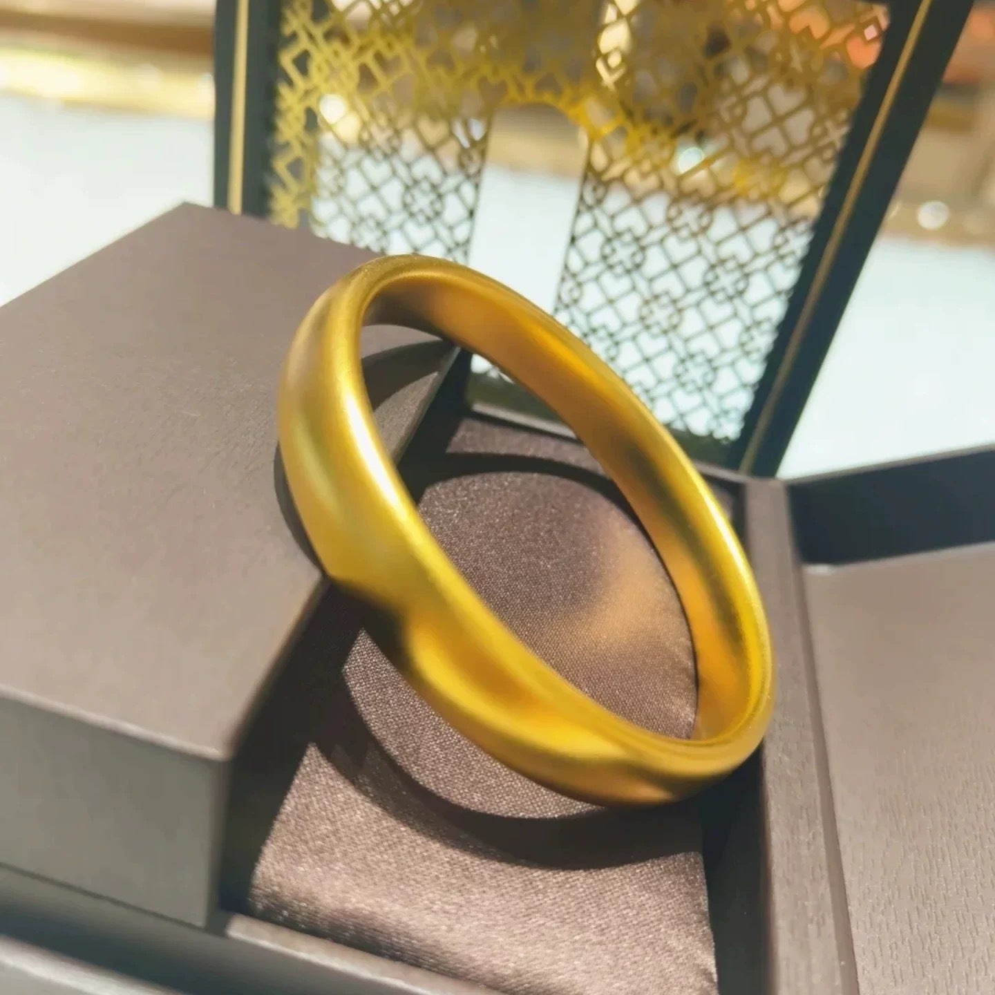 Shop Ancient Yellow Frosted Wide Loach Back Bangle Tire Bracelet