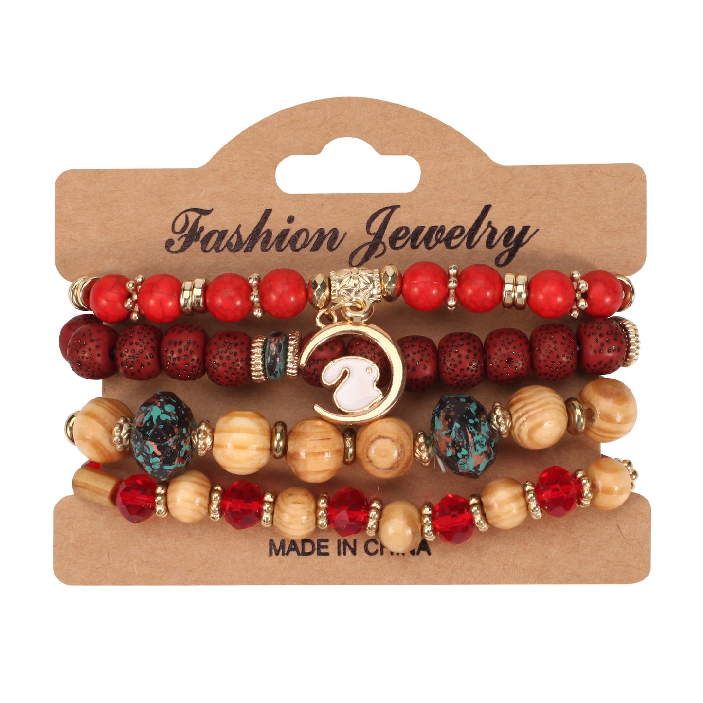 Women's Bohemian Rabbit Zodiac Wooden Bead Beaded Bracelets