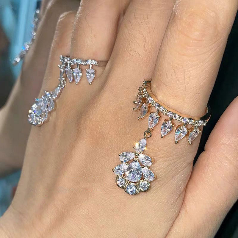 Tassel Open With Female Design Rhinestone Rings