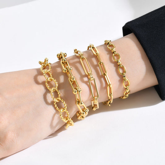 Steel Twin Simple Personality Chain Gold Bracelets