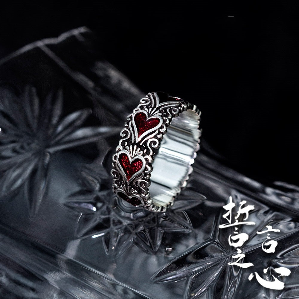 Women's Gothic Pattern Love Oath Sterling Sier Retro Personality Trendy Ring