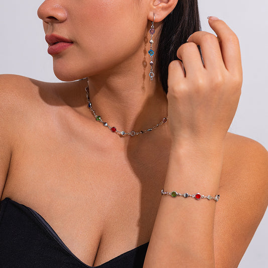 Ornament Fashion Dopamine Inlaid Crystal High Necklaces