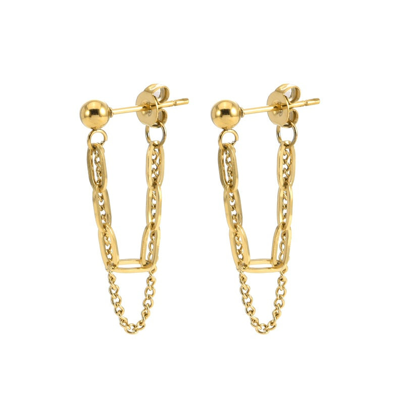 Women's Shaped Titanium Steel Gold-plated Simple Corrugated Earrings