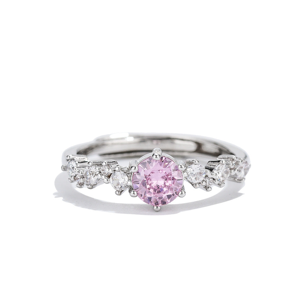 Women's Pink Diamond Open Light Luxury Fashion Rings