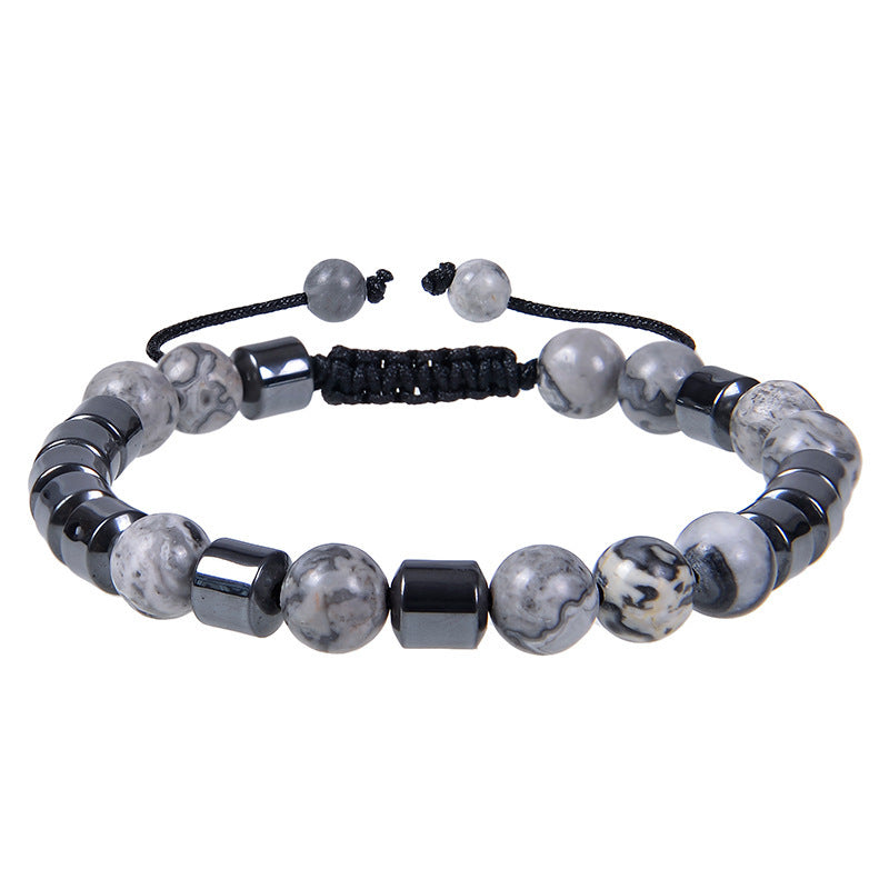 Women's & Men's Repair White-barked Pine Blue Tigereye Frosted Bracelets