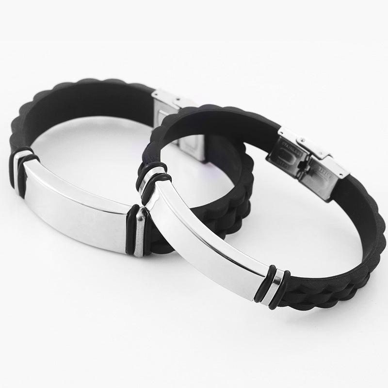 Men's Fashion Hip Hop Trendy Silicone Titanium Bracelets