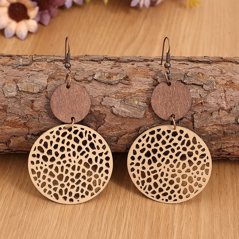 Bohemian Style Stitching Wooden Vintage Hollow Rings