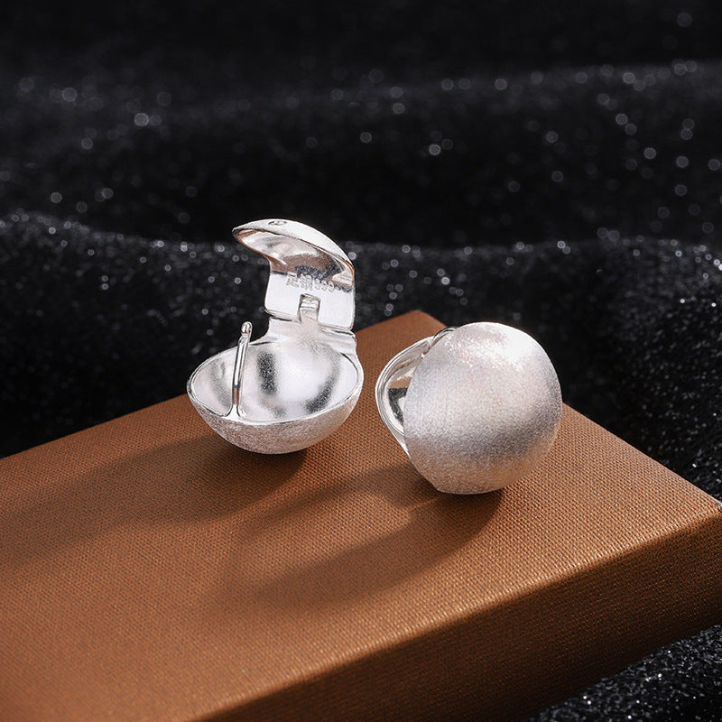 Women's Sier Brushed Ball Elegance Retro High-grade Rings