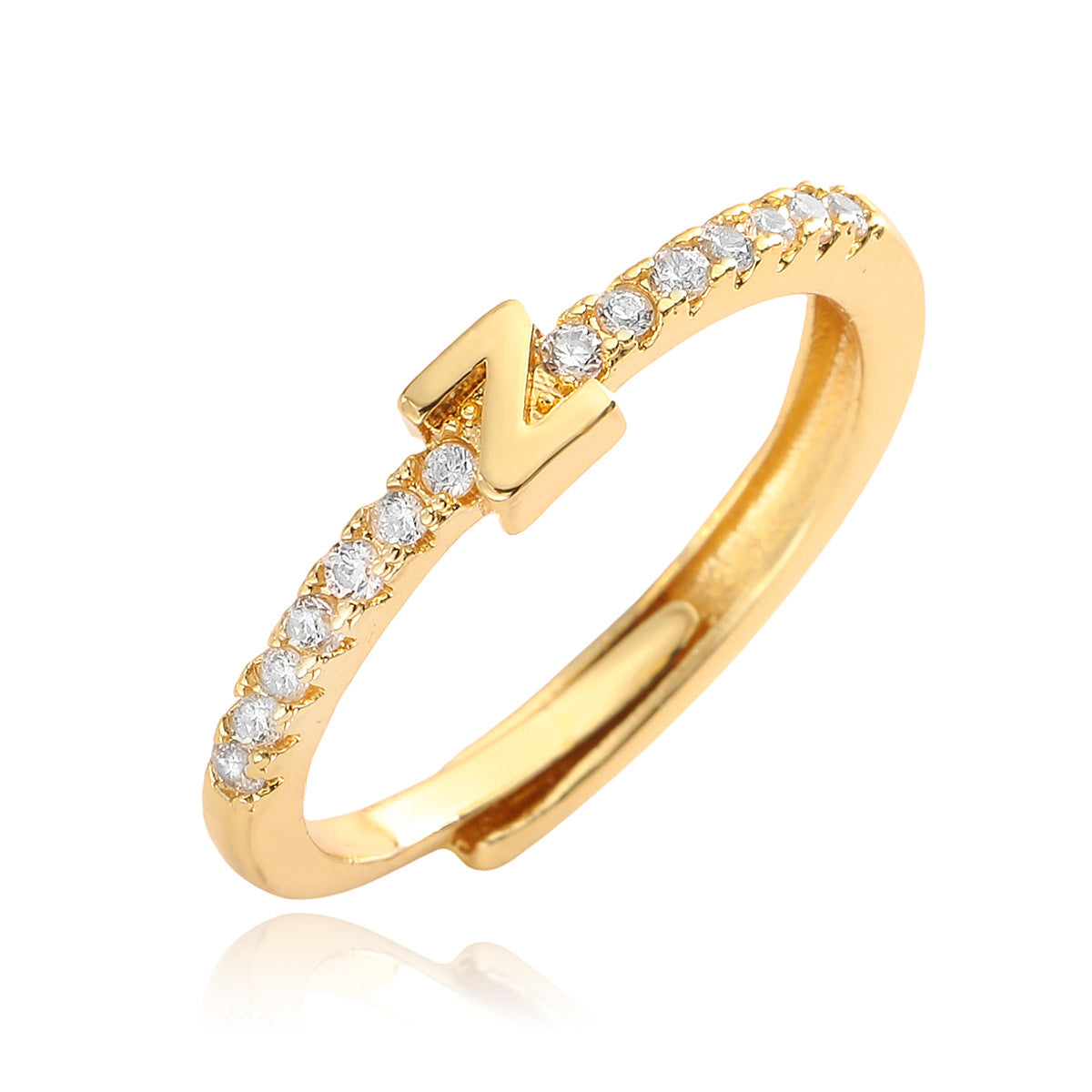 Simple Light Luxury Gold Zircon English Rings