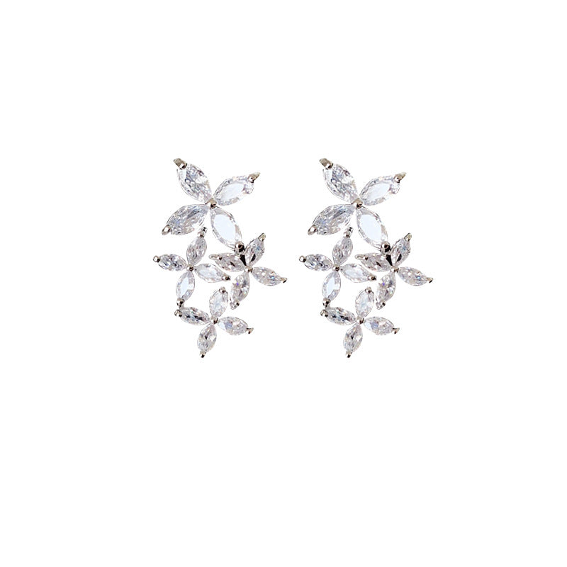 Zircon Four Flower Eardrops Super Fairy Temperament Entry Earrings