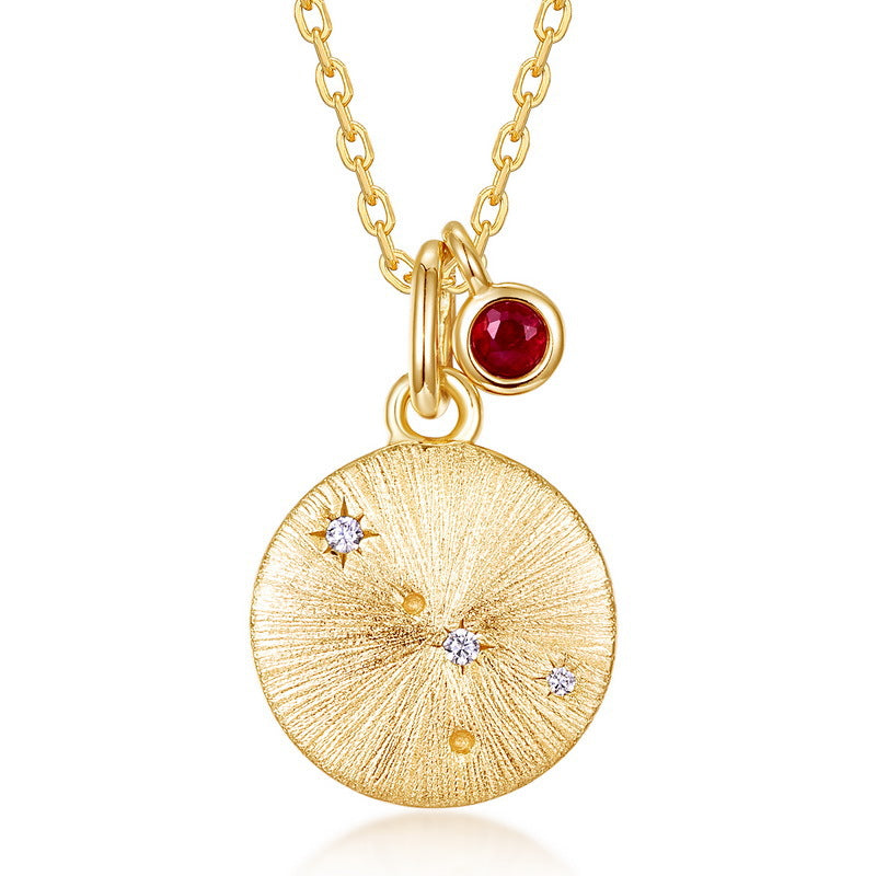Brushed Craft Sterling Sier Inlaid Birthstone Pendants
