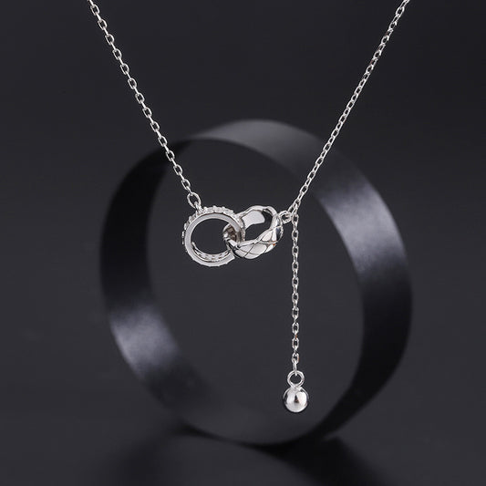 Streaming Tassel Double Titanium Steel Female Minority Simple Necklaces