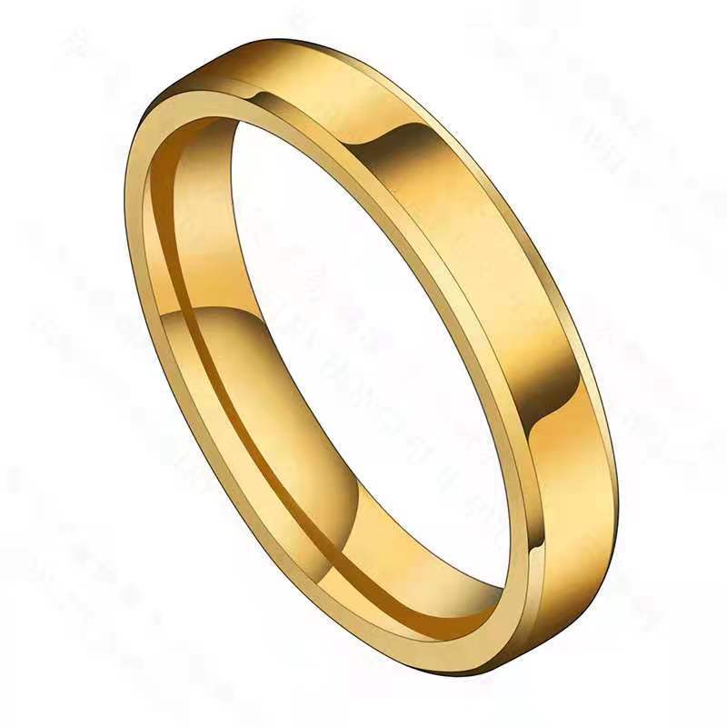 Classic Beveled Glossy Female Titanium Steel Rings