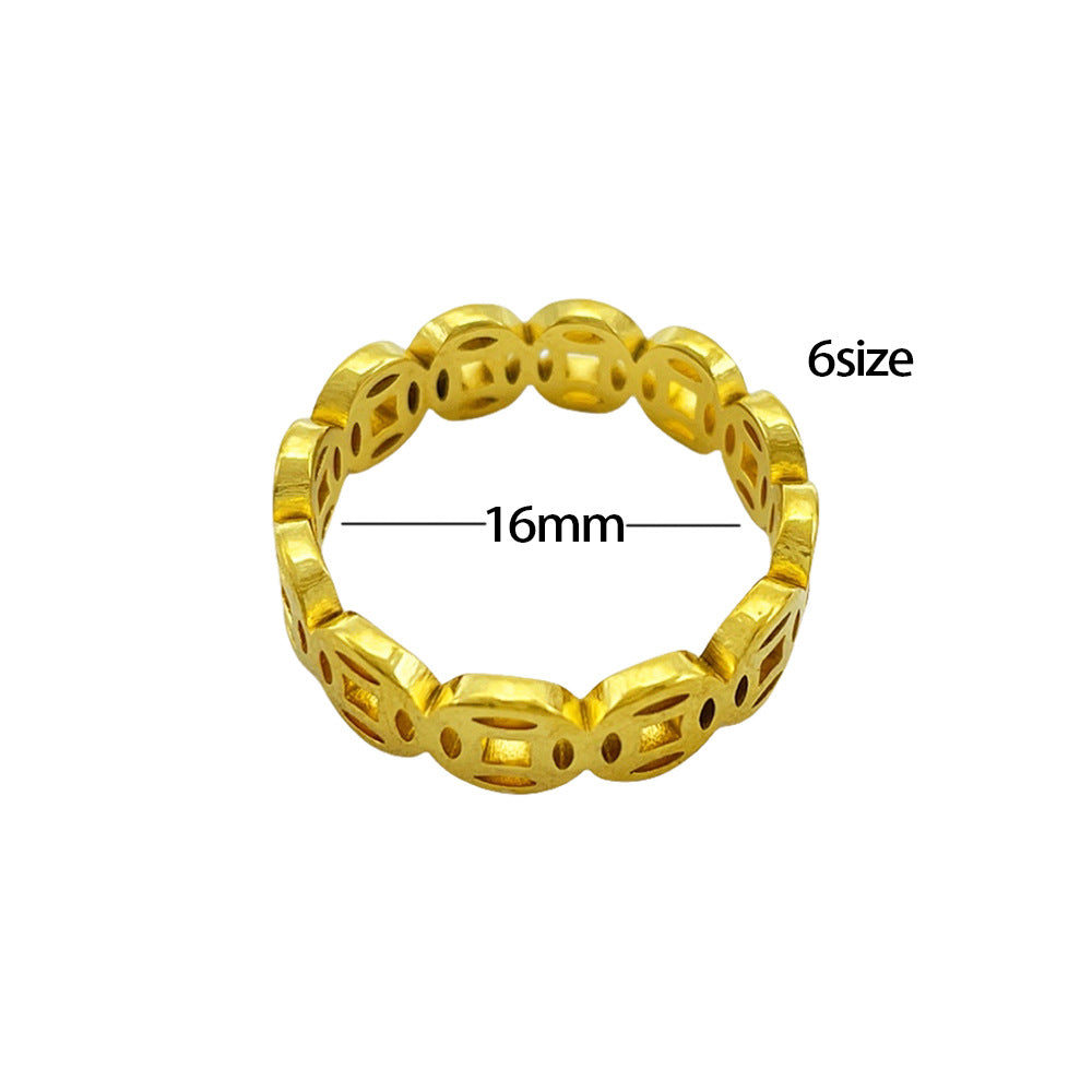 Hollow Coin Fashion Metal Simplicity Temperament Wild Rings