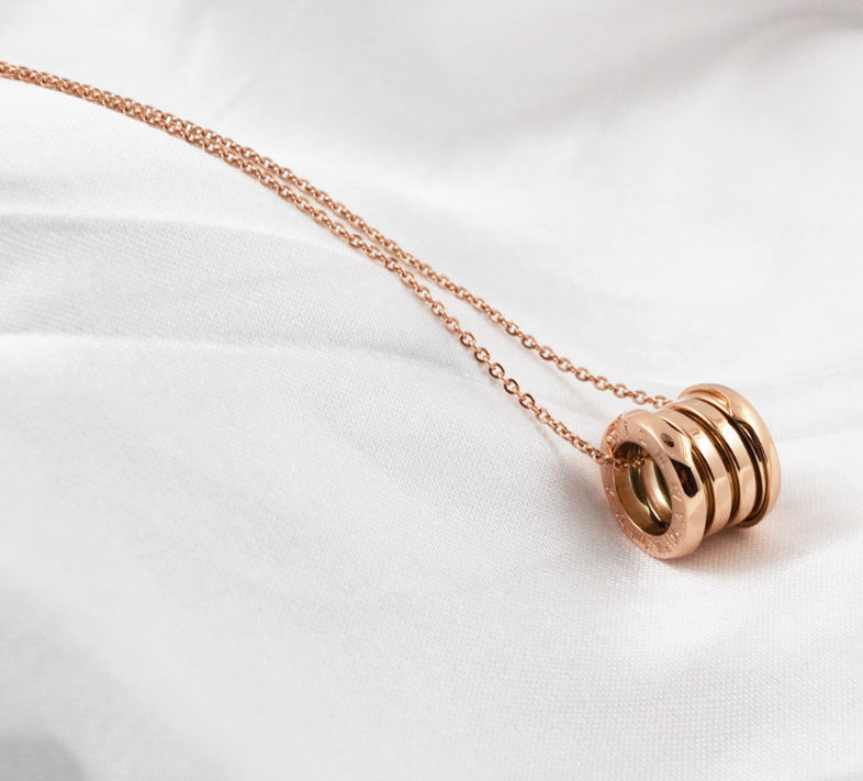 Digital Pattern Arc Female Rose Gold Titanium Necklaces