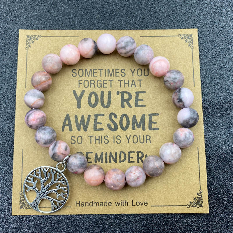 Amethyst Heart Pink Zebra Obsidian Volcanic Bracelets