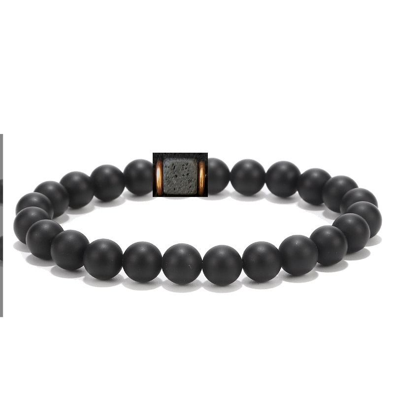 Men's Obsidian Volcanic Rock Beads Couple String Bracelets