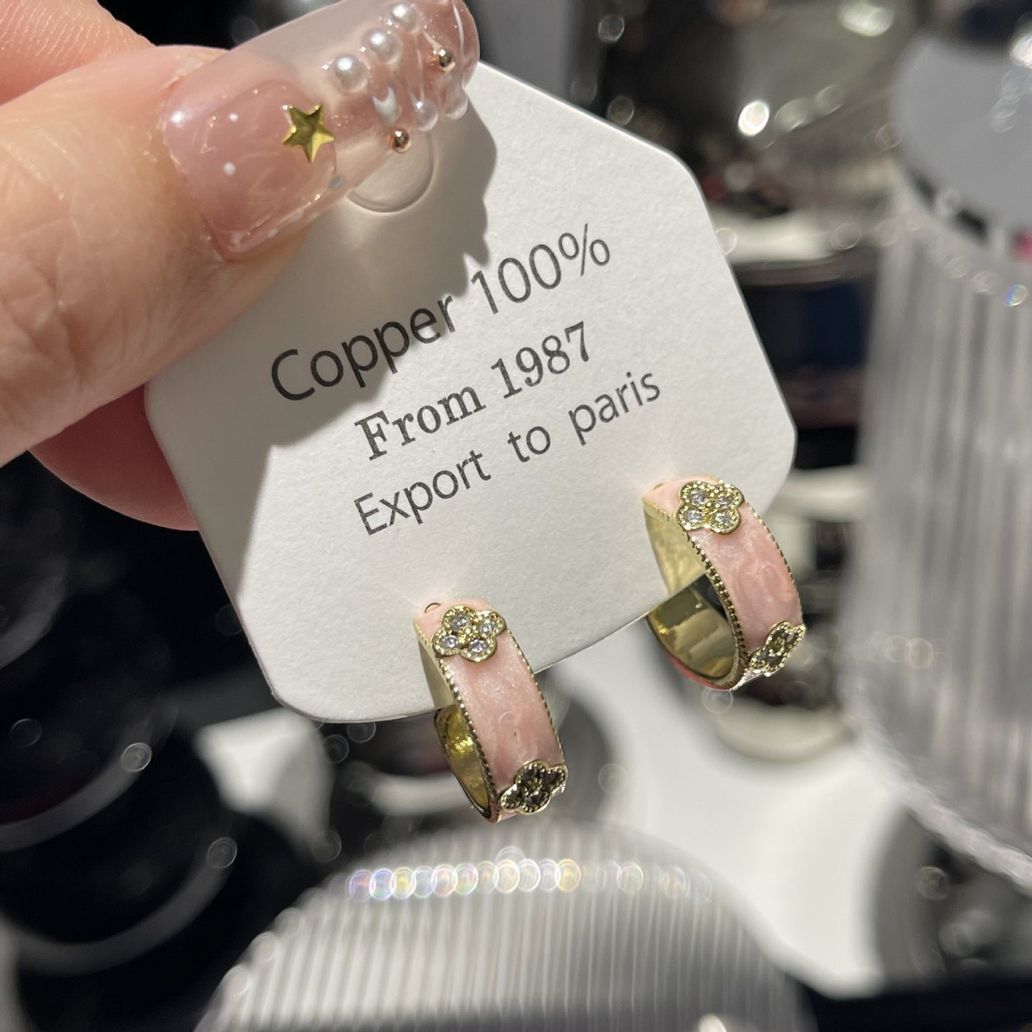 Spring Pink Enamel Collection Sier Light Luxury Earrings