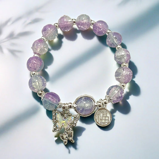 Offer Super Fairy Purple Blue Jade Broken Glass Butterfly Bracelets