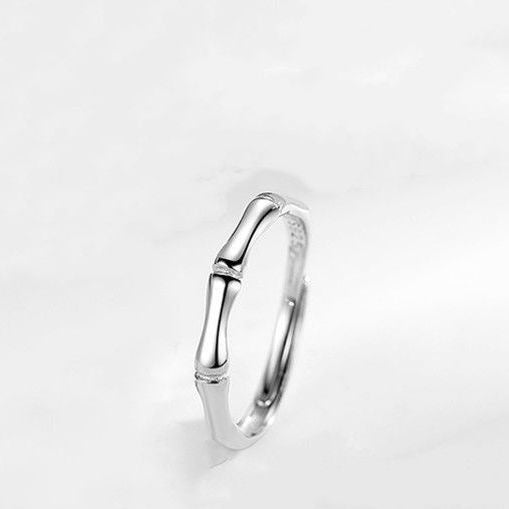 Women's Sier-plated Classic Open Bamboo Adjustable Index Finger Ring