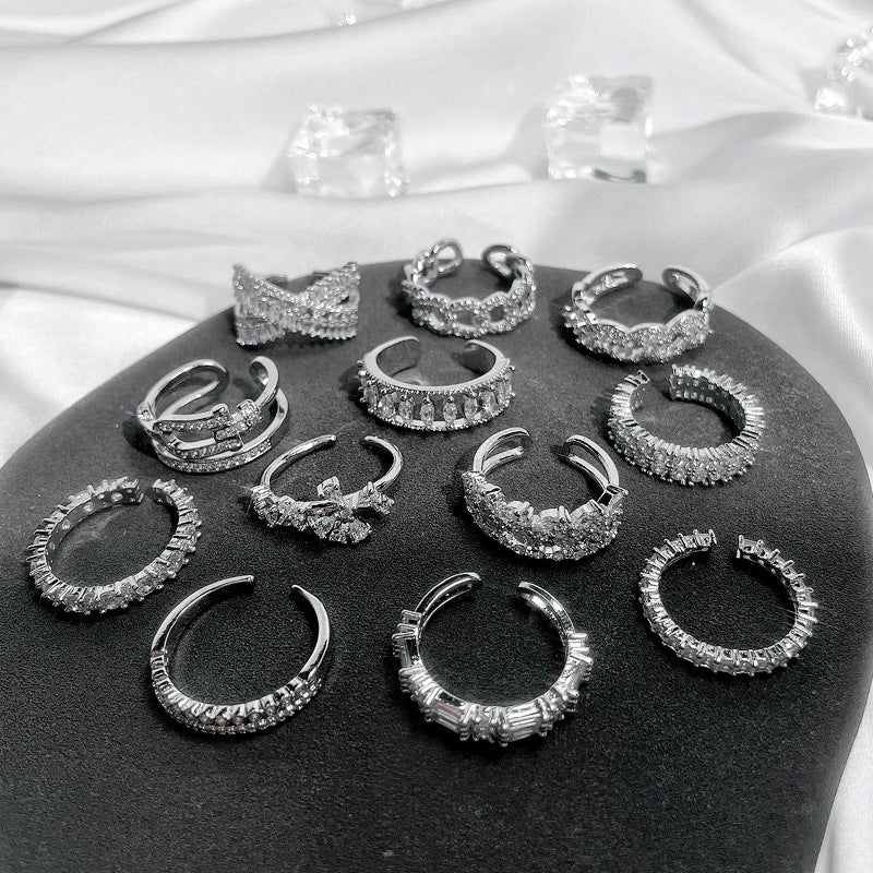 Luxury High-grade Full Diamond Open-end Zircon Rings