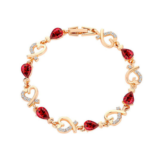 Women's Baroque Heart-shaped Crystal Three-dimensional Hollow Flower Vintage Bracelets